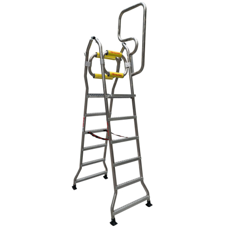 Platforma robocza składana aluminiowa PPP – 4 stopnie, wysokość robocza 2,98 m, stopnie z kraty GRP, z poręczami